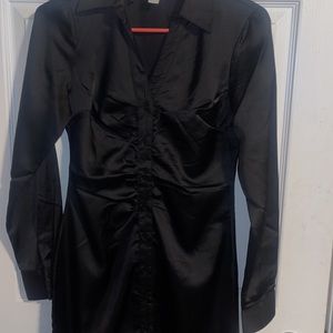 Black size S woman’s blouse dress—midi length